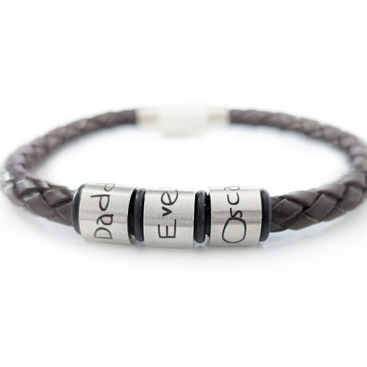 Mens Personalised Bracelet With Cute Kids Font Engraving