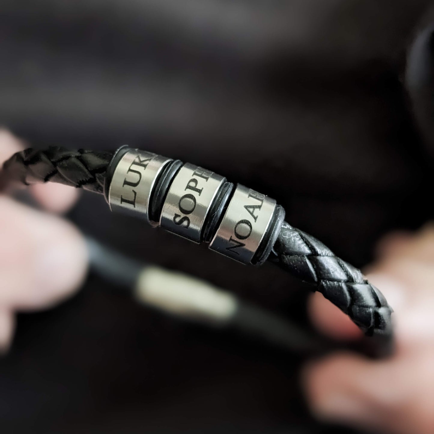 Personalized Leather Bracelet for Men – Custom Engraved Jewellery Gift for Him
