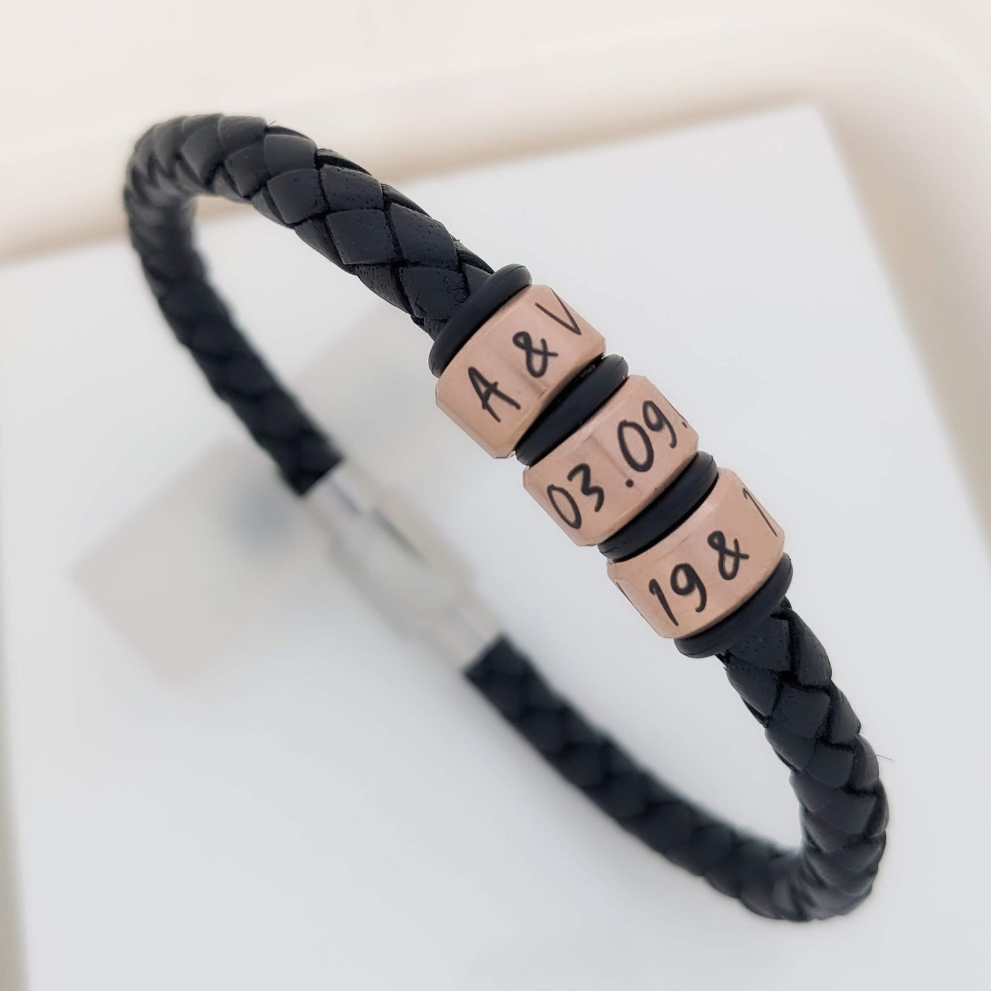 Bronze Rings Custom Leather Bracelet