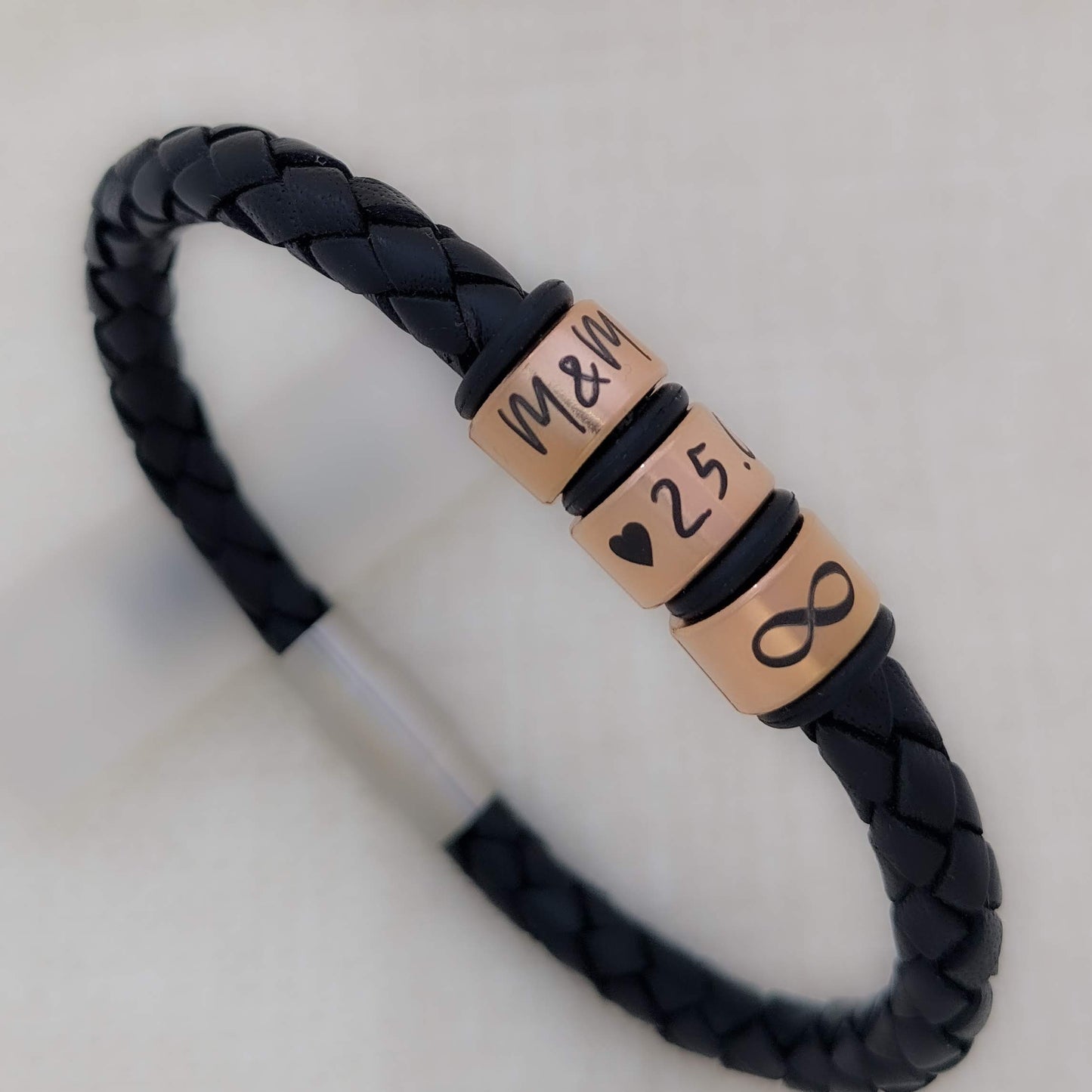Bronze Rings Custom Leather Bracelet