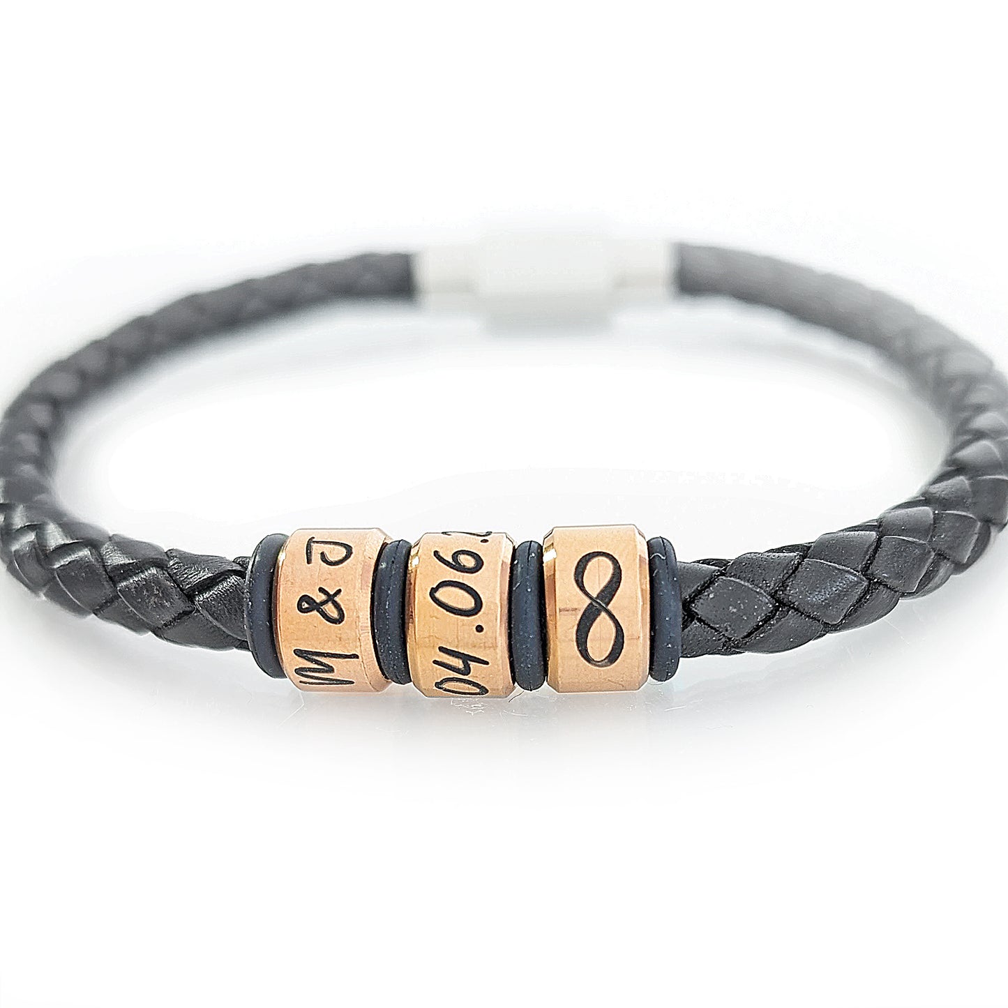 Bronze Rings Custom Leather Bracelet