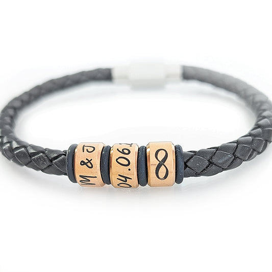 Bronze Rings Custom Leather Bracelet