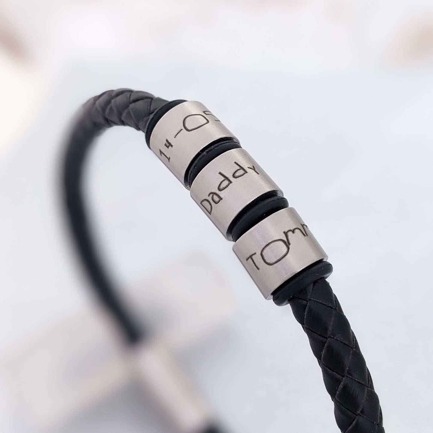Mens Personalised Bracelet With Cute Kids Font Engraving