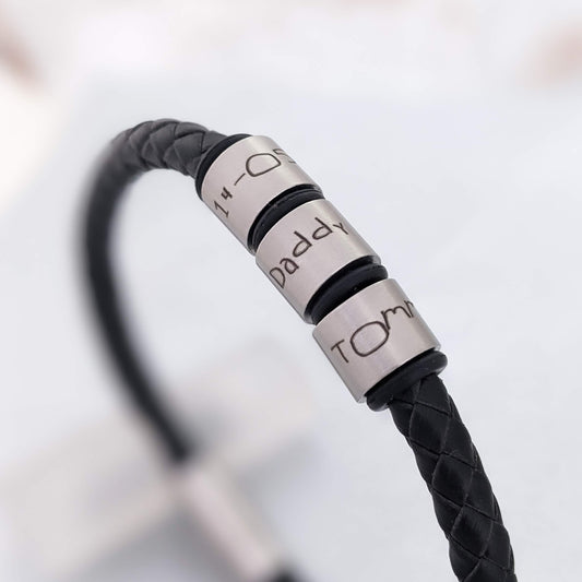 Mens Personalised Bracelet With Cute Kids Font Engraving