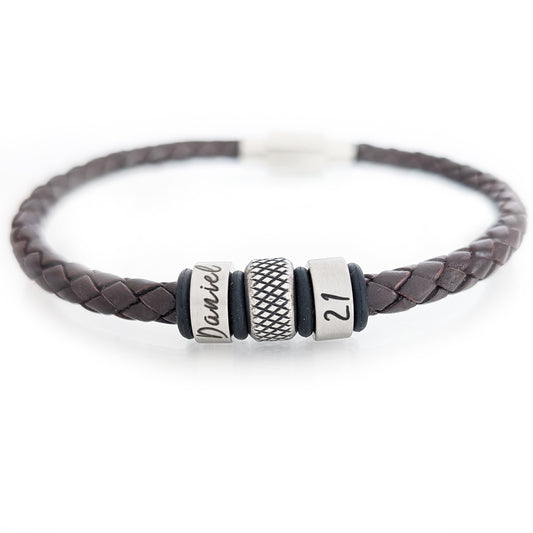 Custom Leather Bracelet With A Pattern Bead