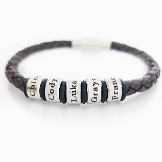 Personalized Leather Bracelet for Men – Custom Engraved Jewellery Gift for Him